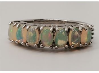 Ethiopian Opal, Diamond Ring In Platinum Over Sterling