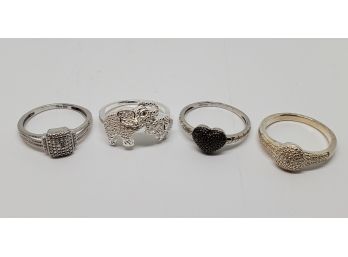 4 Diamond Accent Sterling  Silver Rings