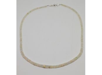 Ethiopian Opal Rondelle Necklace Beaded Strand In Sterling