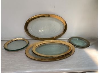 Group Of Gilt Rimmed Serving Platters - Seven Pieces