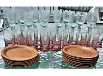 Group Shot Glasses, Coasters And Cordials - 42 Pieces