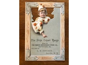 Unusual Die Cut Victorian Adv Card For Prize Expert Range & Oven Pottstown PA