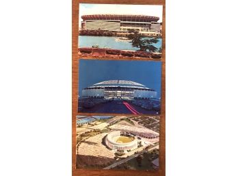 Lot Of 3 Vintage Sports Stadium Postcards Incl. Mets & Jets Shea Stadium