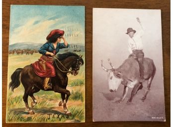 Pair Of Early Western Themed Cards