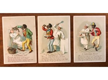 Black Interest: Lot Of 3 19th Century 'Christmas' Cards