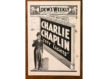 Charlie Chaplin City Lights Scarce 1931 Movie House Publication