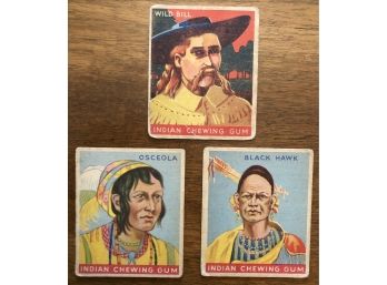 Lot Of 3 Goudey 1933 Indian Gum Cards