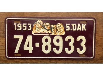 1953 Wheaties South Dakota Bicycle License Plate W Mount Rushmore