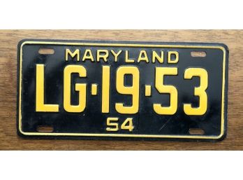 1953 Wheaties Maryland Bicycle License Plate - Perfect Shape!