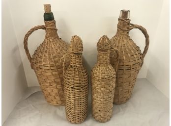 Vintage Covered Wine Bottles