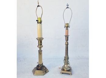 A Brass Stick Lamp Pairing