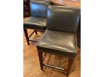 THE CHARLES  STEWART COMPANY Leather Kitchen Counter Stool Pair  1 Of 3