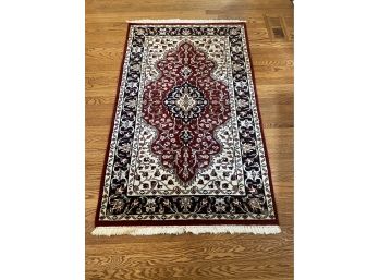 Vintage Hand Knotted Area Rug With Fringe.