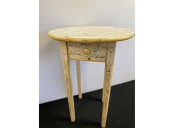 Painted Distressed Round Side Table