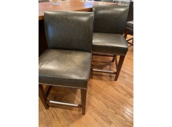 THE CHARLES  STEWART COMPANY Leather Kitchen Counter Stool Pair  3 Of 3