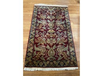 Vintage Hand Knotted Area Rug With Fringe.