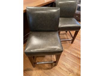 THE CHARLES  STEWART COMPANY Leather Kitchen Counter Stool Pair  2 Of 3