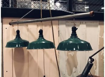 Triple Green Porcelain Shade Chandelir