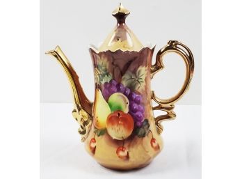 Beautiful Lefton Brown Heritage Fruit Coffee Pot NE20591