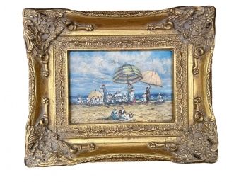 Restored Antique Oil Painting In Exquisite Gilded Frame