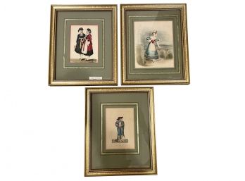 Set Of Three Finely Detailed Antique Watercolors From The Mid 1800s, Paid $725