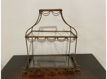 Three Tiered Metal & Glass Display Table Shelf