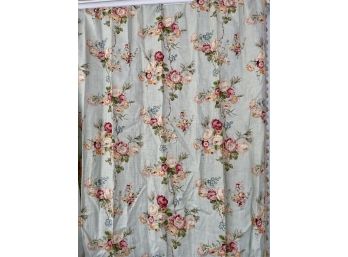 Four Beautiful Custom Rose Floral Linen Draperies With Tassel Fringe