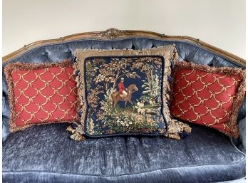 Three Exquisitely Trimmed Equestrian Themed Custom Pillows