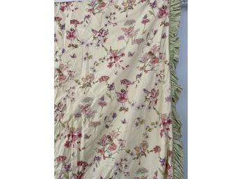 Pink Fairy With Pale Green Gingham Ruffle Trim Drapery Panels & Valance, Custom Made