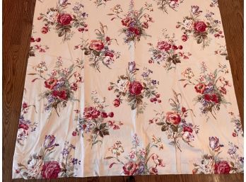 Four Pale Peach Floral Custom Draperies With Flannel Lining