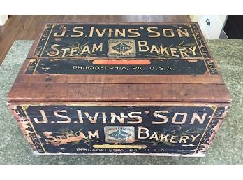 Antique J. Ivins And Sons Wooden Box From Bakery In Philadelphia