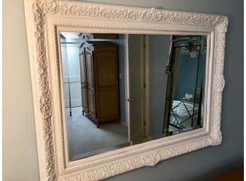 White Molded Frame Beveled Glass  Mirror