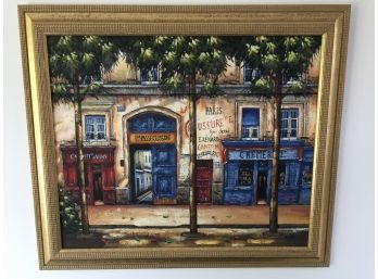 Oil On Canvas French Street Scene