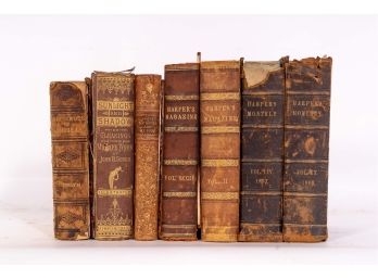Collection Of Antique Books , Including Several Volumes Of Harper's Magazine/monthly