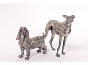 Pair Of Pewter Dog Figurines