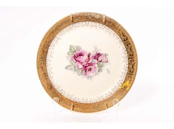 22 Karat Gold Decorated Floral Platter