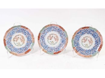 Trio Of Hand-painted Japanese Porcelain Dishes