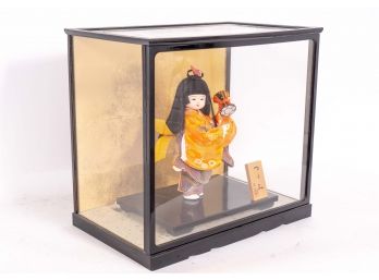 Japanese Porcelain Geisha Doll In Shadowbox