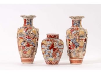 Trio Of Japanese Satsuma Vases
