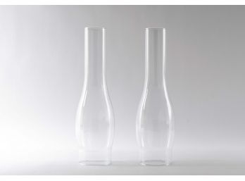 Pair Of Clear Hurricane Glasses For Candles