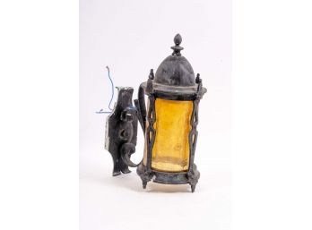 Exterior Sconce Lantern With Yellow Glass