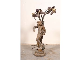 Bronze Plated Fiddler Figural Lamp