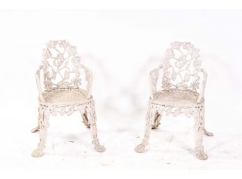 Pair Of Painted Cast Aluminum Garden Chairs