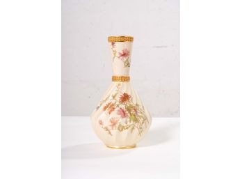 Bone China Vase With Gilt Accent & Chrysanthemum Design