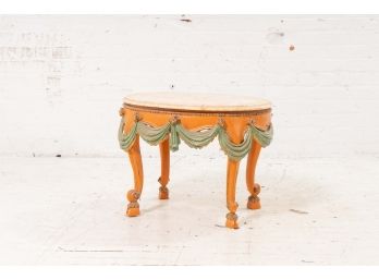 French Provincial Stool With Marble Top