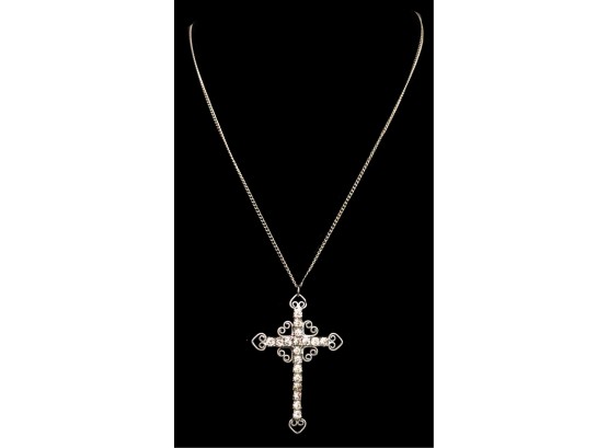 Antique / Vintage STERLING Cross Pendant Necklace (Valued 175.00)
