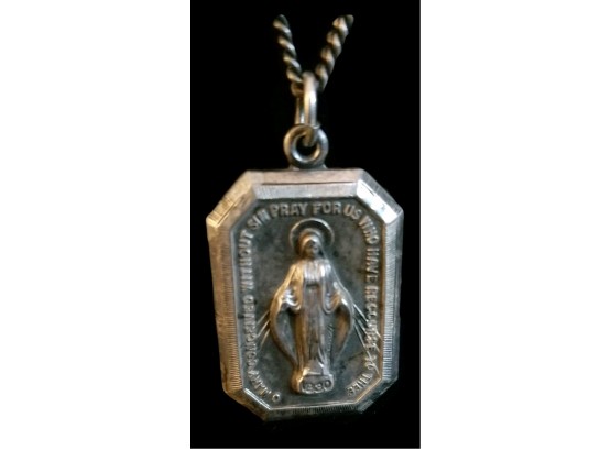 THEDA, Antique Miraculous Medal STERLING Silver