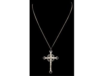 Antique / Vintage STERLING Cross Pendant Necklace (Valued 175.00)