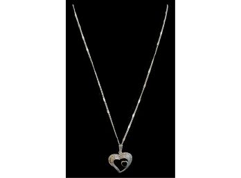 Vintage / Antique Heart Pendant Necklace W/ ONYX