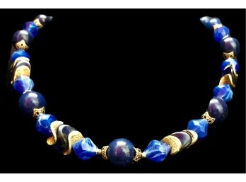 Vintage Royal Blue Beaded Choker / Necklace